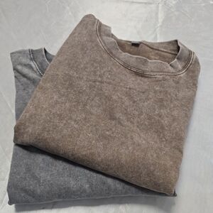 2 Vintage Acid Wash Oversized Cotton Plain T Shirts Grunge Punk Faded Unisex 3XL